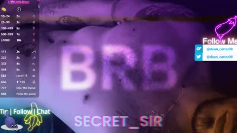 Snapshot of secret_sir chatting on 05-13-26, 11:11 Dean Carter online show from 05-13-26, 11:11